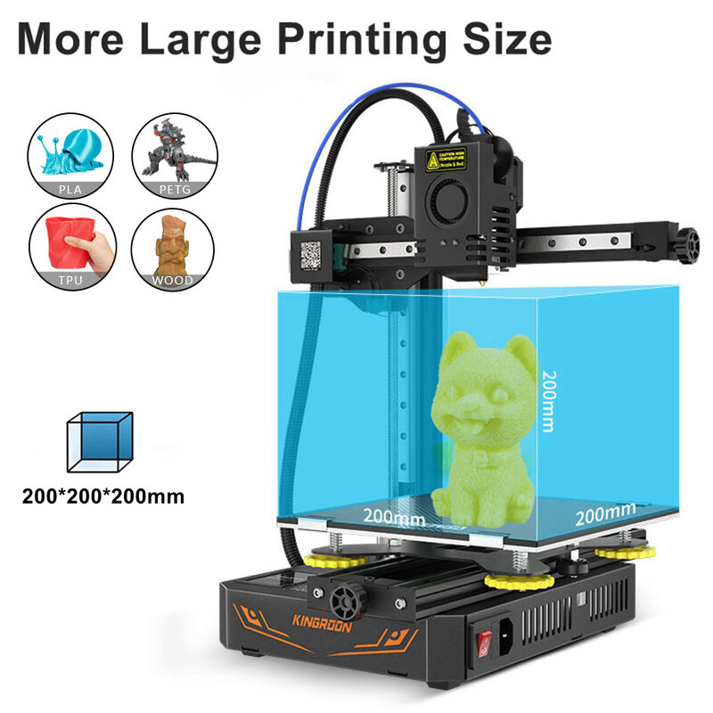 KINGROON-KP3S Pro Impressora 3D com Retomada de Impressão, Tela Sensível Ao Toque De Alta Precisão, DIY Atualização 3Dprinter, 200*200*200mm, FDM