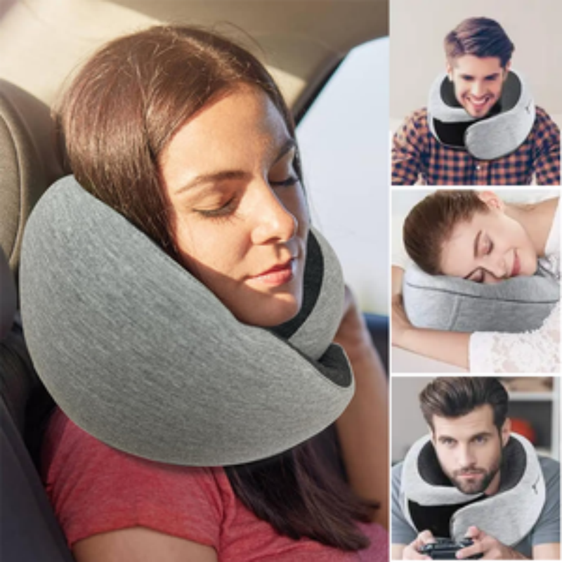 Almohada de viaje para el cuello, cojín de viaje duradero en forma de U, almohada de avión no deformada