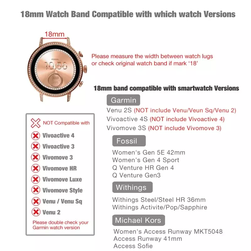 Banda de Loop de Nylon para Xiaomi Mi Relógio Inteligente, Pulseira Esportiva, Correias Femininas, Garmin Vivoactive 4S Venu 2s Pulseira Correa, 18mm