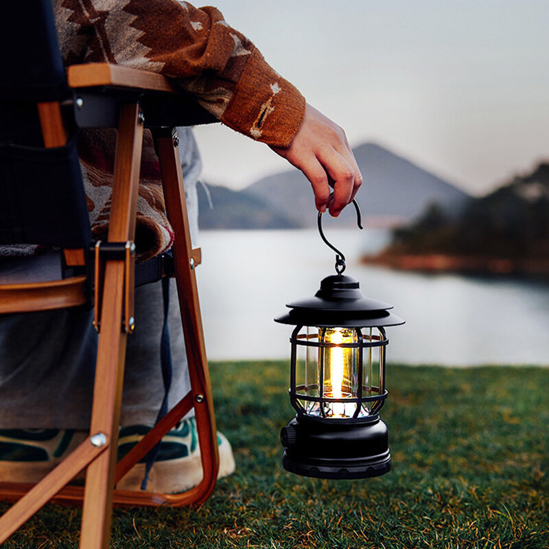Lâmpada recarregável USB cavalo vintage, Luzes de acampamento ao ar livre, Tent Ambient Light, Camping Essential Lights