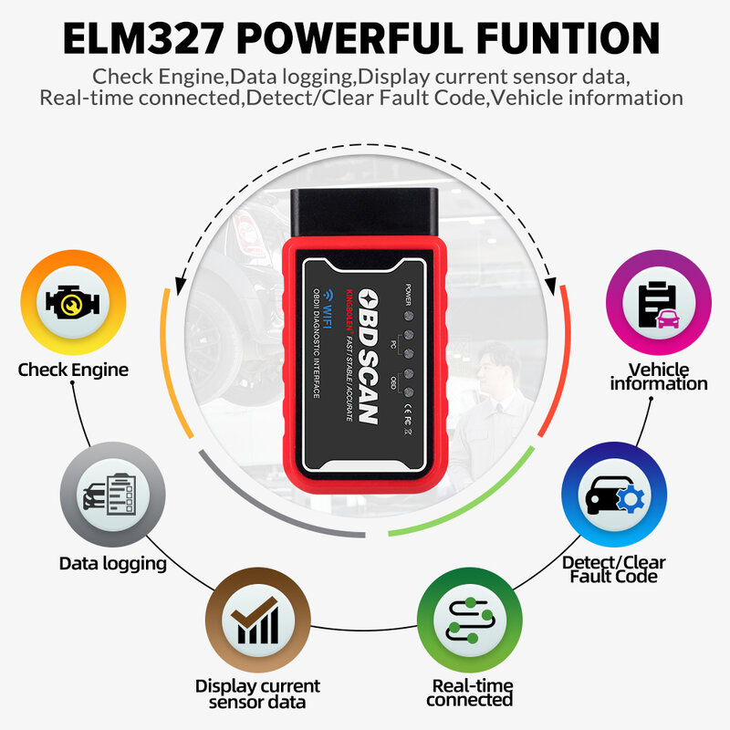 ELM327 V1.5 OBD2 skaner WiFi BT PIC18F25K80 Chip OBDII narzędzia diagnostyczne dla IPhone Android PC ELM 327 Auto Code Reader