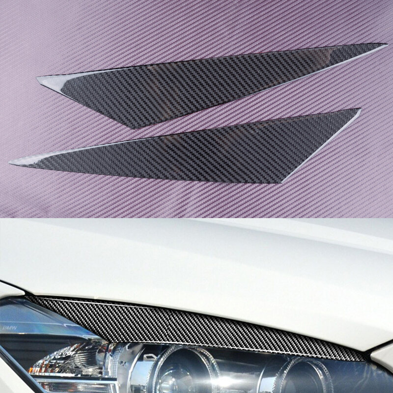 1 pasang lampu depan mobil penutup kelopak mata alis Trim serat karbon hitam cocok untuk BMW X1 E84 2009 2010 2011 2012 2013 2014