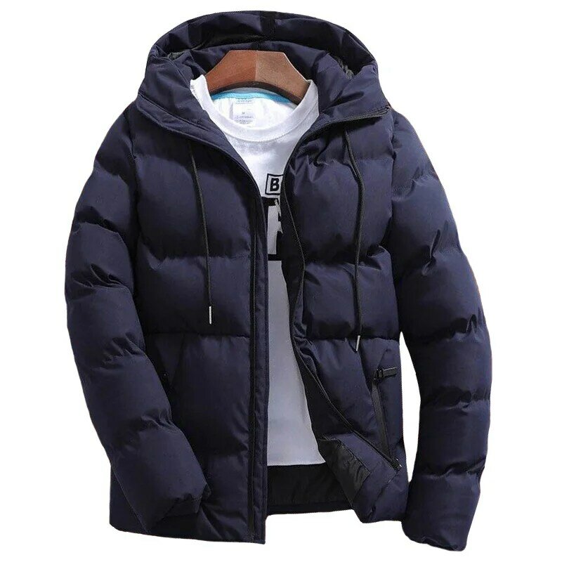 남성용 캐주얼 솔리드 후드 파카 코트, 긴 소매 바람막이, 경량 패딩 재킷, 스트리트웨어 재킷, 겨울 코트