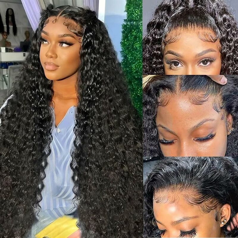 HD Lace Front Wig Human Hair Deep Wave 180% Density Transparent Jerry Curly Lace Frontal Wig Human hair Pre Plucked