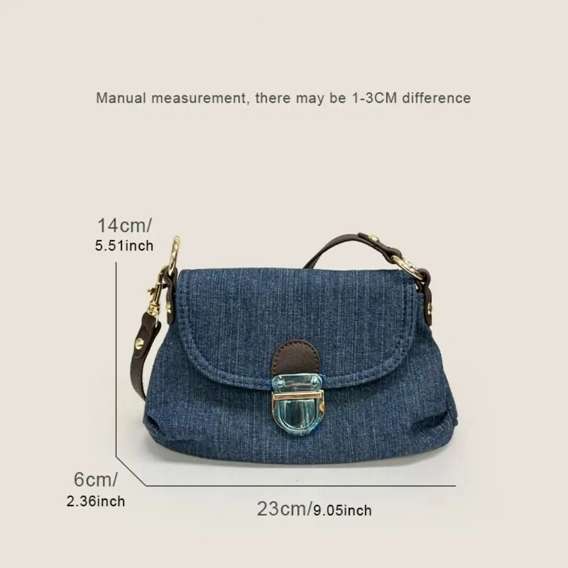 New Denim Fashion Lock Niche Shoulder Bag Handbags Underarm Bag Vintage Bag