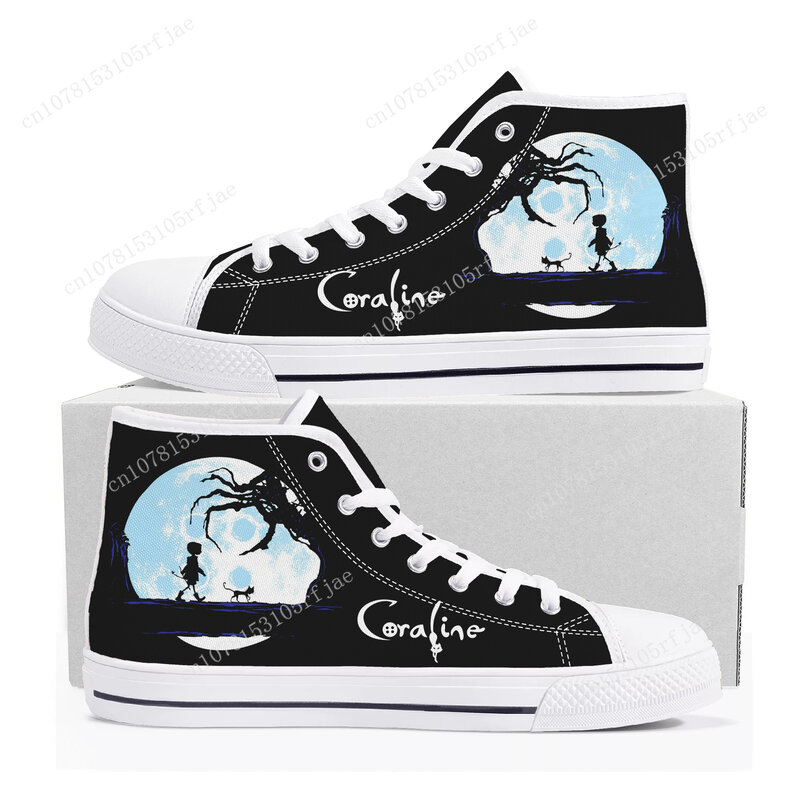 Coraline The Secret Door High Top Sneakers Mens Womens Teenager High Quality Fashion Canvas Shoes Casual Tailor Made Sneaker