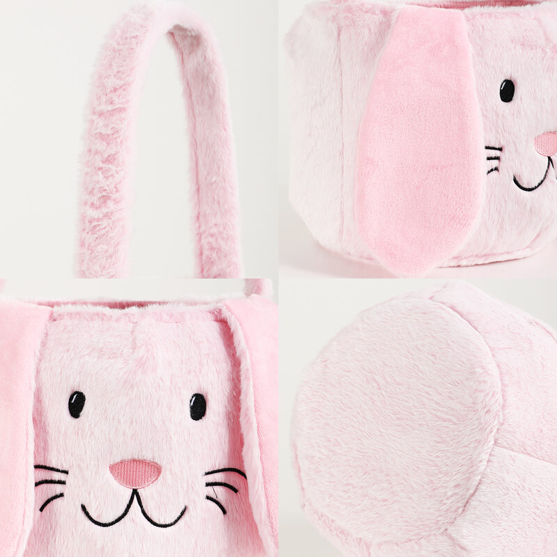 2024 Пасхальная сумка-ведро с заячьими ушками, мультяшный кролик, фотография, счастливый Пасхальный день для детей, кроличьи ушки, конфеты