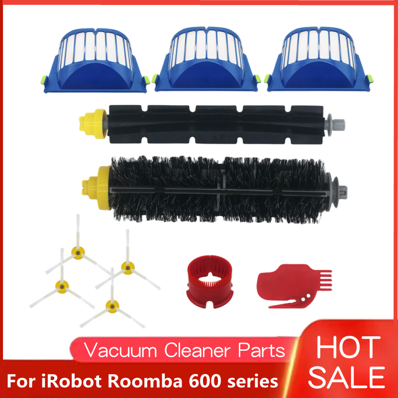Piezas de cepillo lateral principal para iRobot Roomba, kit de aspiradora con filtro Hepa para 600, 605, 606, 610, 614, 620, 660, 630, 651, 650, 670, 690, 680, 698