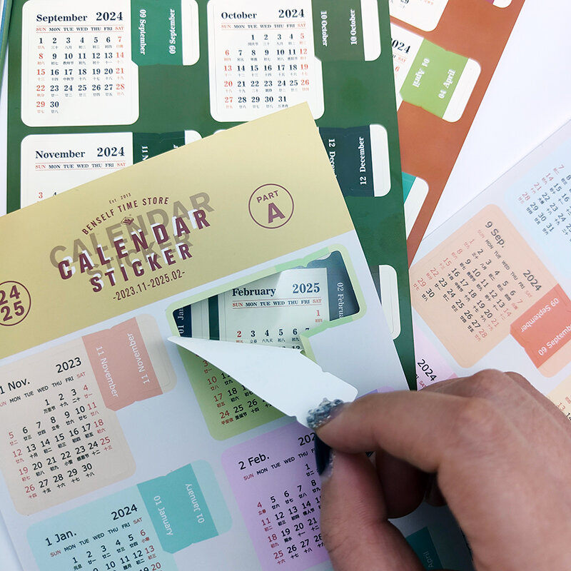 Kindfuny 2024 Kalender aufkleber jährlicher monatlicher Planer Etikett Notizbuch Agenda Index Aufkleber Lesezeichen Notizen kawaii Briefpapier