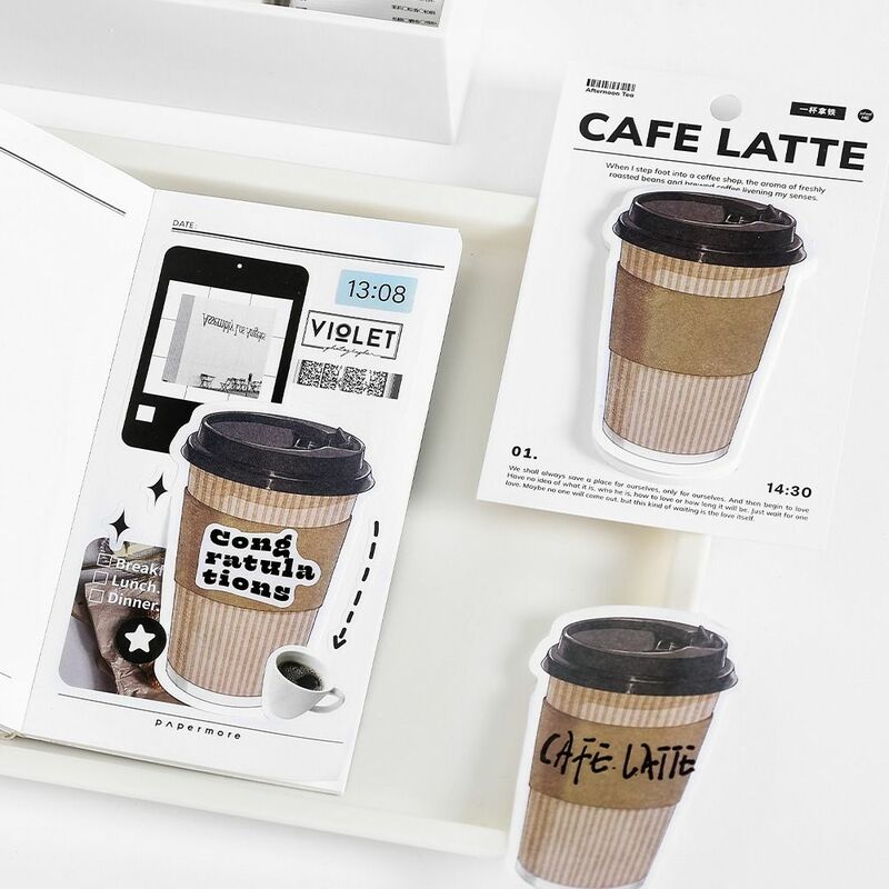 30 Vellen Brood Toast Koffie Vorm Plakbriefjes Grappige Cartoon Zelfkleverige Index Markeringen Vlaggen Schattig Creatief Memo Notitiepapier
