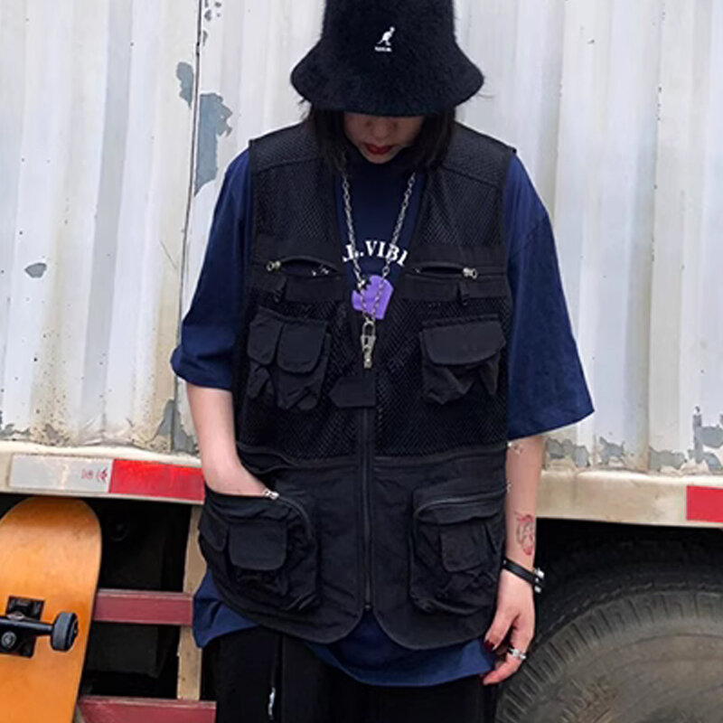 N High Street-chaleco táctico multibolsillo para hombre y mujer, chaqueta holgada de marca, estilo hip-hop