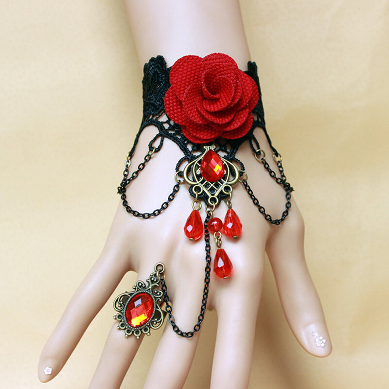 Women's Vintage Steampunk Gloves Wrist Cuff Gear Girls Jewelry Accessories Victorian Bracelets Costume Lace Handwear
