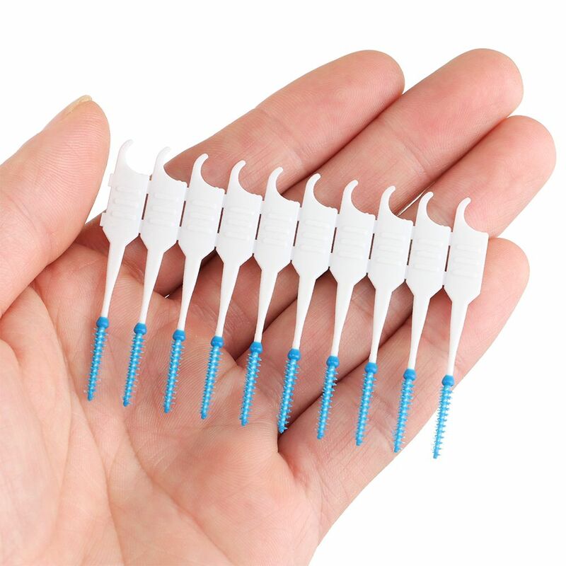 Cepillos interdentales de silicona para el cuidado de los dientes, cepillo de limpieza bucal de doble cabezal, 40 Uds.