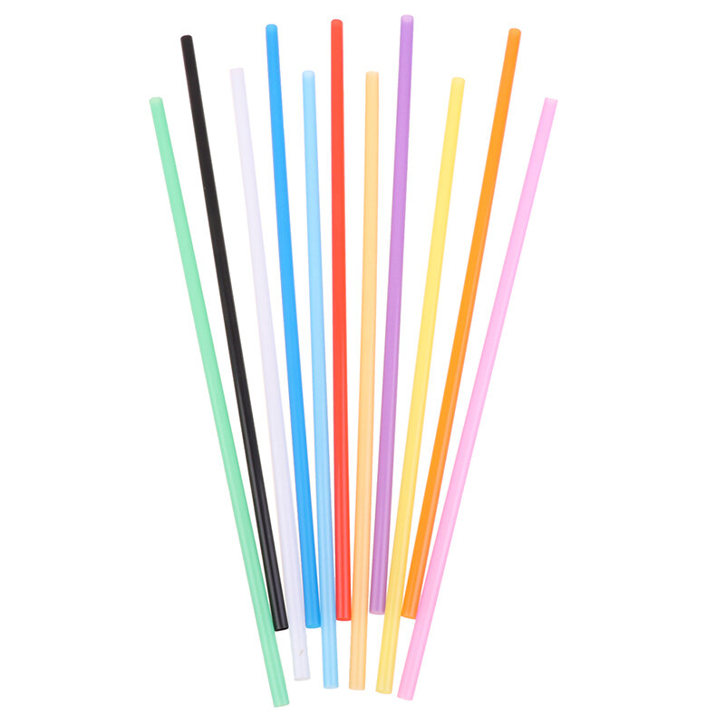 100 Pieces 6*260mm Plastic Straws Drink Juice Straws Children's DIY Handmade Flat Mouth Straight Tube Straws