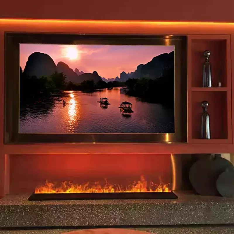Kominek z parą wodną Indywidualny nawilżacz do dekoracji pokoju, dotykowy symulowany płomień, bezpieczeństwo LED Light Kominek przeciwmgielny 3D