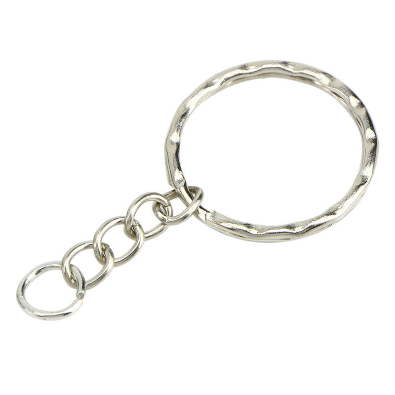 LLavero de plata pulida de 25mm para fabricación de joyas, anillo dividido, cadena corta, anillo de salto abierto, Metal, DIY, 50 unidades