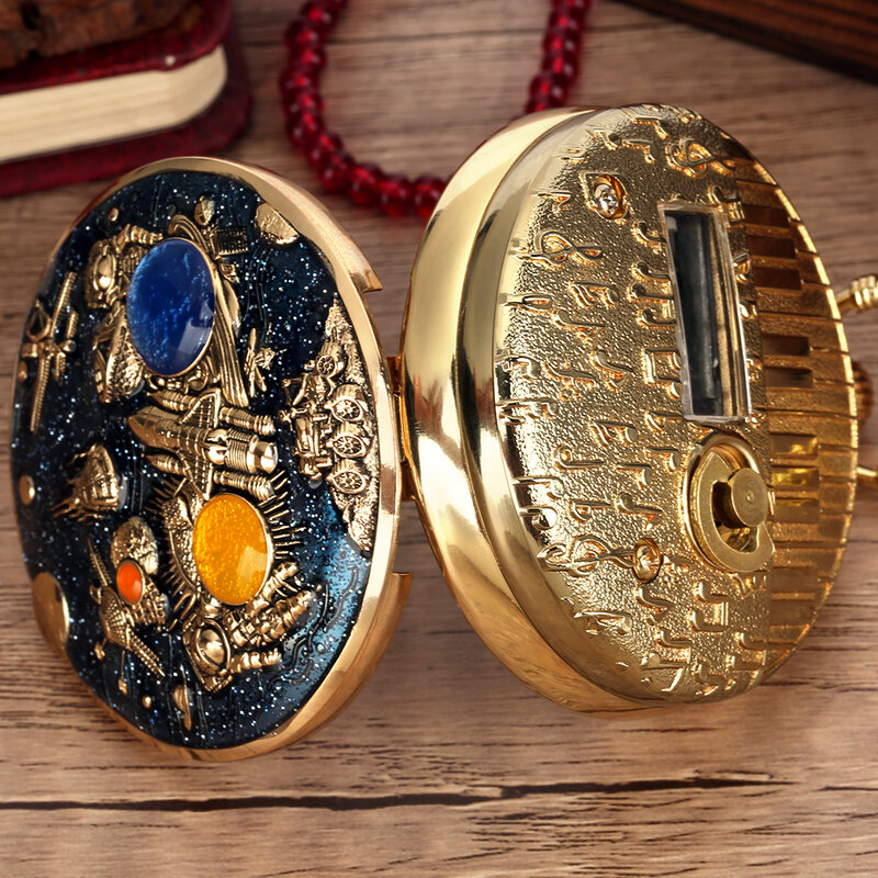 Orologio da tasca musicale originale orologio da uomo al quarzo a tema spaziale orologio da donna con collana musicale orologi coppie uniche da collezione Gif