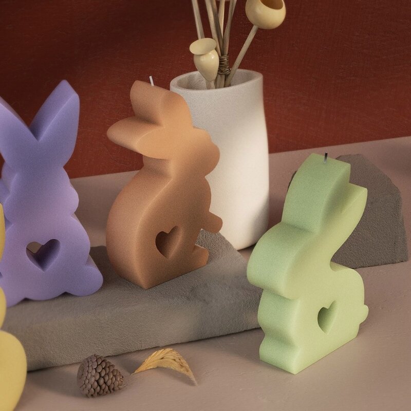 DIY เทียนพลาสเตอร์แม่พิมพ์ Love Easter Rabbit แม่พิมพ์ซิลิโคนสำหรับเทียนอโรมา
