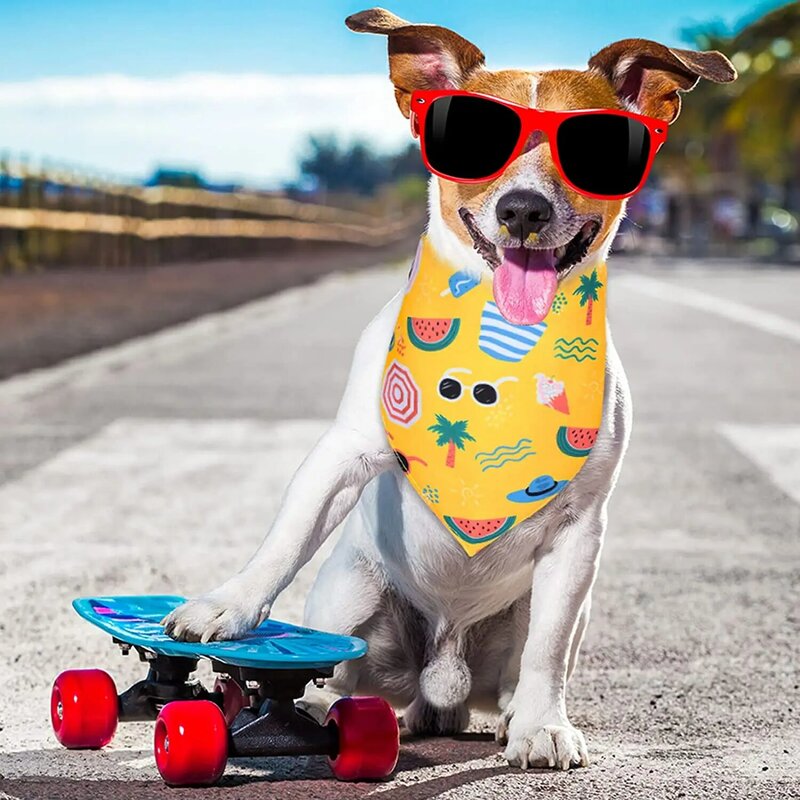 50Pack lato hawaje pies bandany miękkie trójkąt pies szaliki poliester owoce Bandana kwiaty wzory dla małych średnich dużych zwierząt domowych