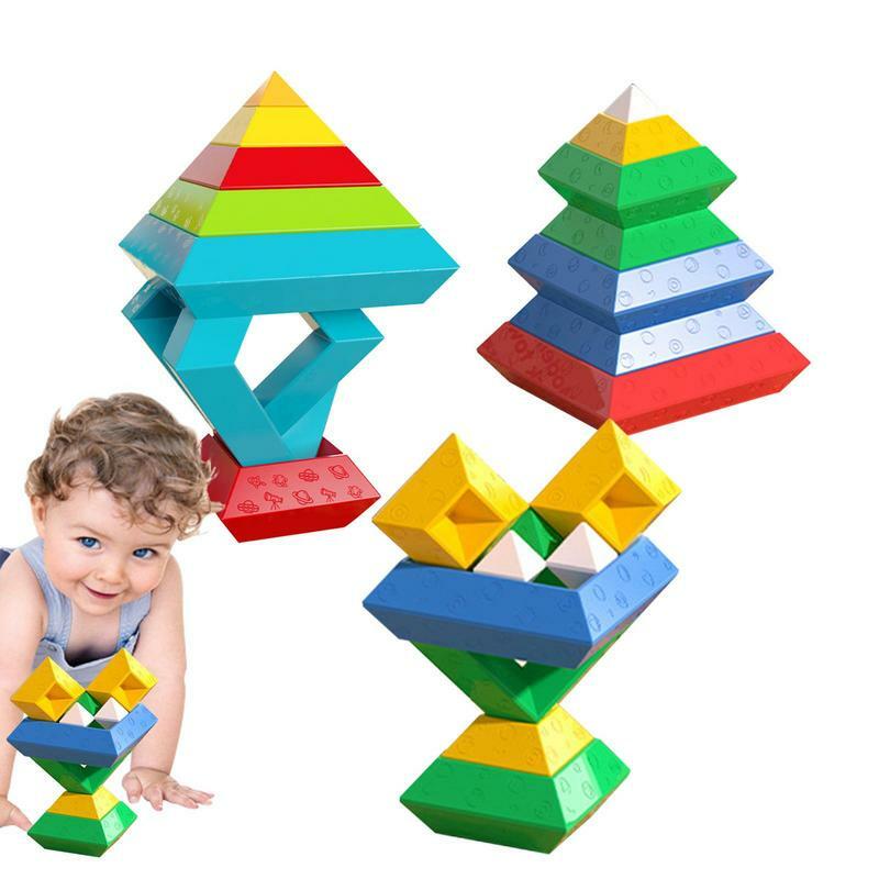 Bloques de construcción apilables para niños pequeños, juguetes educativos apilables, juguetes sensoriales STEM para aprendizaje preescolar