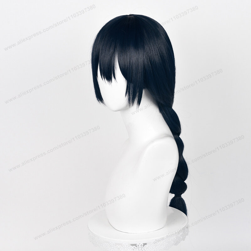 Amanai Riko-Peluca de Cosplay de Anime para mujer, pelo sintético resistente al calor, color negro y azul, 60cm de largo, con gorro