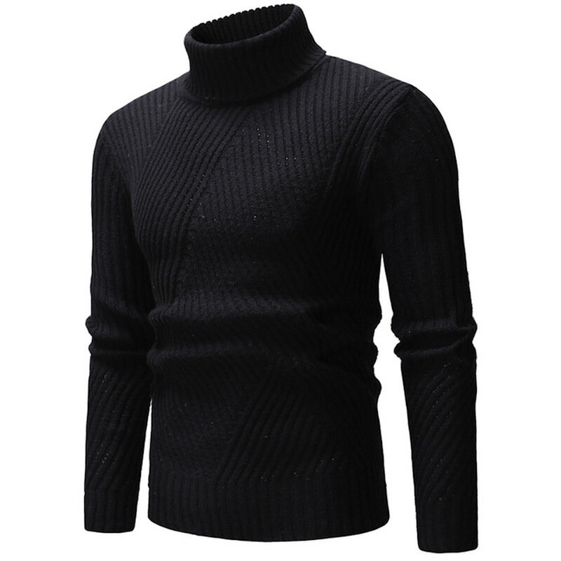 Новинка, осенне-зимняя модная брендовая одежда, мужские свитеры, теплый облегающий пуловер с высоким воротником, вязаный свитер для мужчин, серый, белый, черный