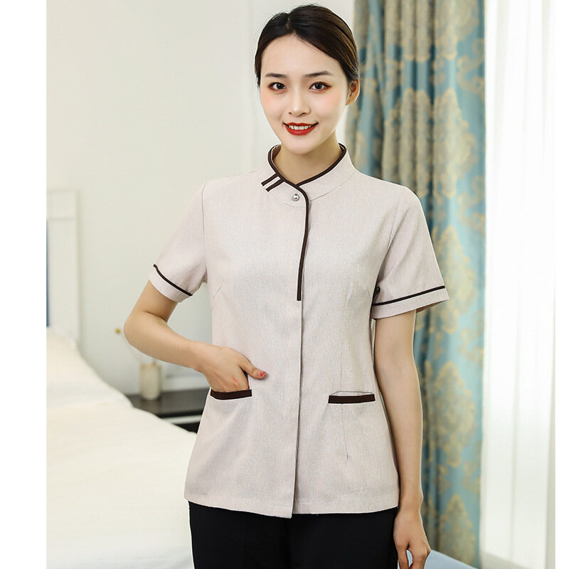 Linen Property Cleaner Work Clothes Short Sleeve Hotel Guest Room Community Floor Cleaning PA Large Size Uniform Men and Women