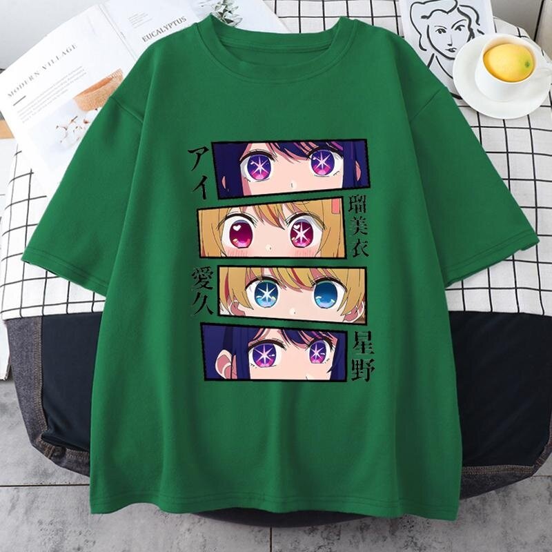Nowe Anime oczy wydruk graficzny T-Shirt damski letni na co dzień z okrągłym dekoltem luźne t-shirty moda koszulki Harajuku Anime