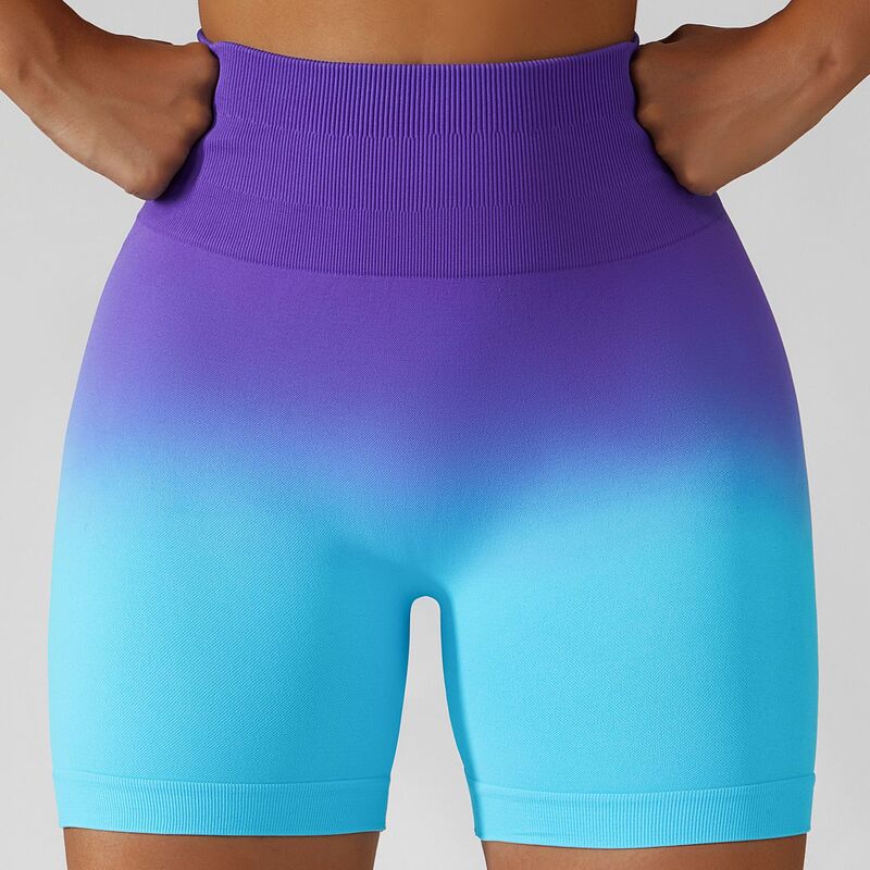Pantalones cortos de Yoga sin costuras para mujer, Shorts deportivos ajustados de cintura alta, elásticos, con realce de glúteos