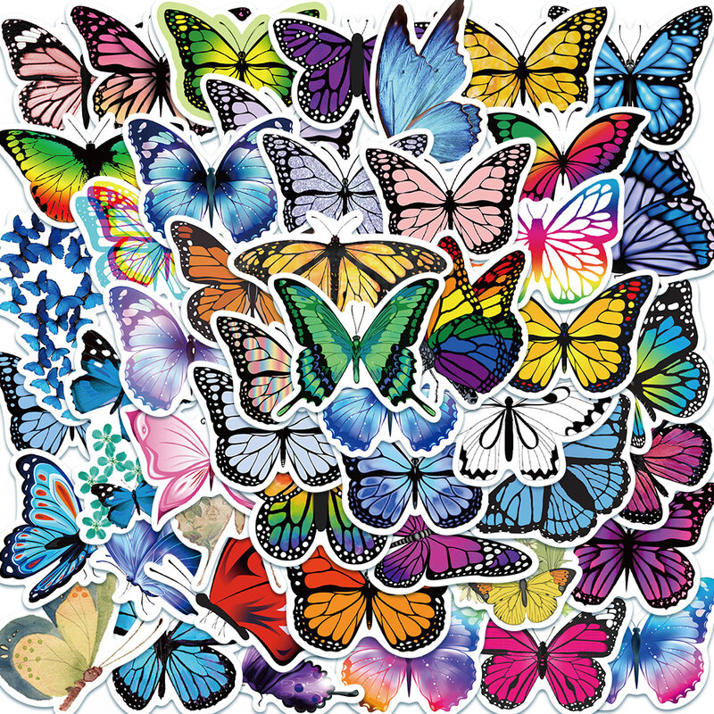 Pegatinas de mariposa coloridas para álbum de recortes, calcomanía de grafiti para diario, portátil, equipaje, monopatín, juguetes clásicos