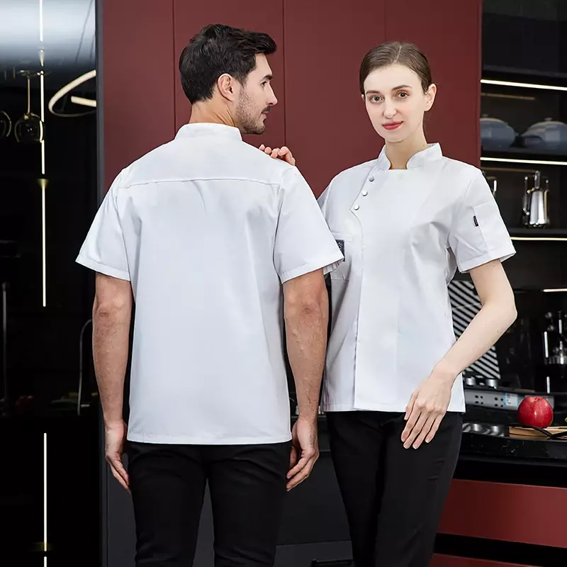 Chef Kitchen Sushi Uniform Restaurant Shirt Cook Waiter Short Costumes Sleeve Breathable Barber Jaket