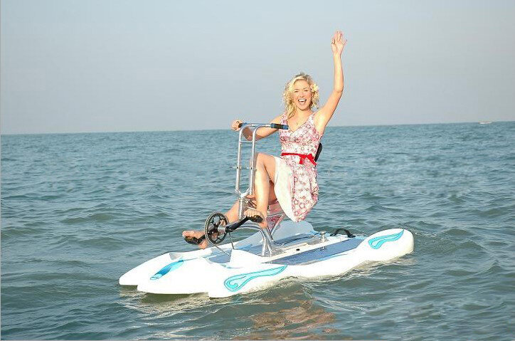 Bicicleta de agua de polietileno para pasajeros de doble asiento, barco de Pedal para 2 personas