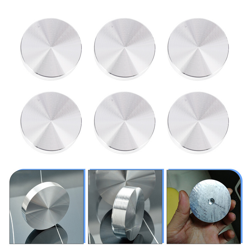 6 Pcs Solid Aluminum Cake Discs Sticker Thick Circle Glass Table Tops Alloy Adapter