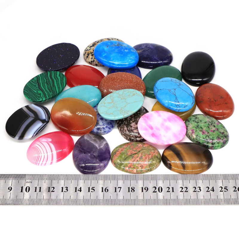 Wholesale 30x40mm Oval Flat Back Cabochon Natural Stone Healing Amethyst Crystal DIY Jewelry Earring Pendant Necklace Accessorie