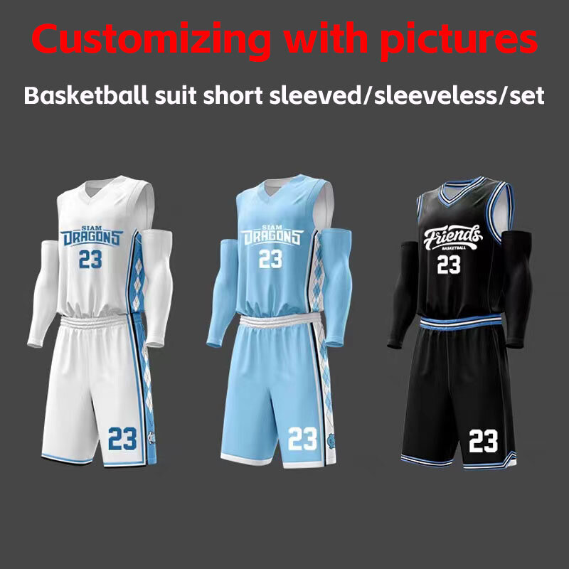 Basketball suit set, men's customized summer sports training team uniform, children's jersey, quick drying, full body customizat