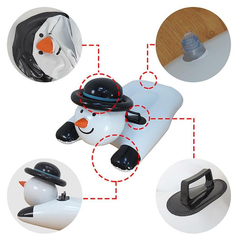 Winter Snow Snowman Inflatable Sled Board Thicken Reusable Tube Sled Cutely Outdoor Sport Ski Circle Cold-resistant With Handle