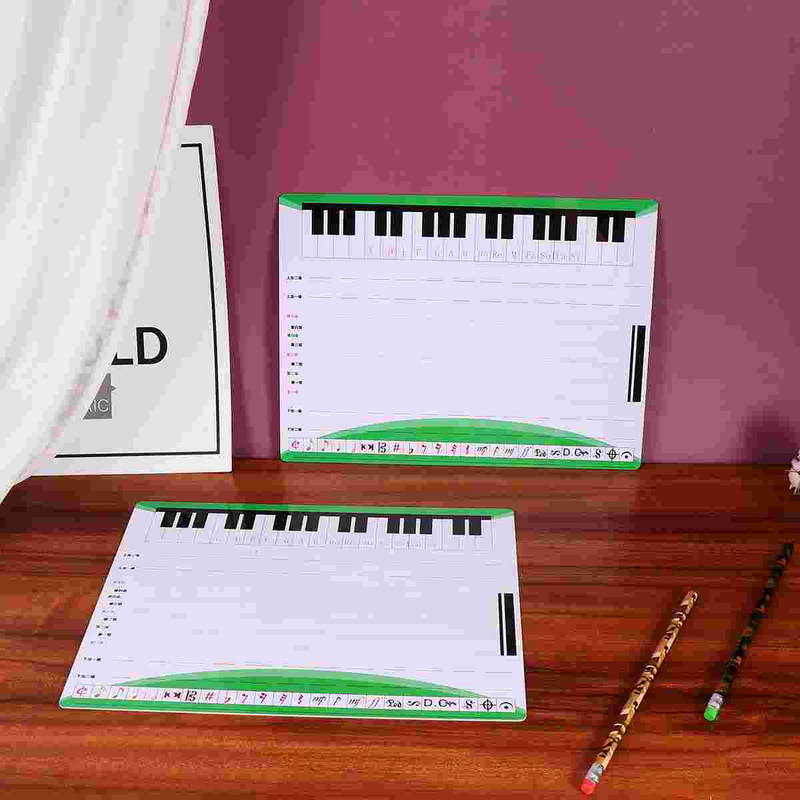 โน้ตดนตรีกระดานแห้งลบเพลงกระดานไวท์บอร์ดแม่เหล็กรอบเปียโนนิ้วจำลองคู่มือการปฏิบัติบันทึก Alat peraga mengajar
