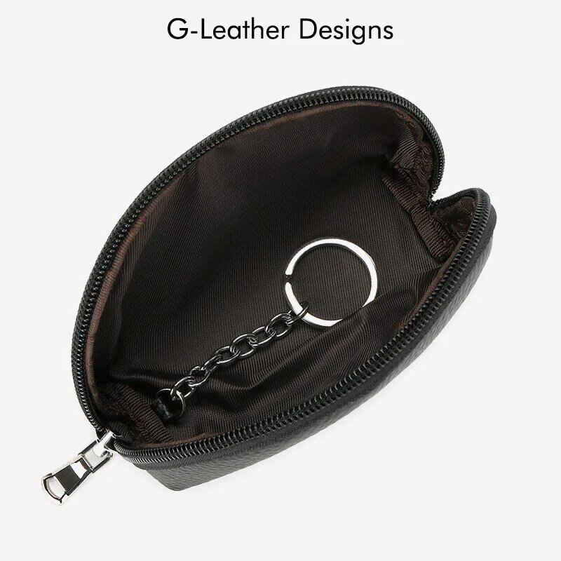 Genuine Cow Leather Small Coin Purse With Keychain Casual Mini Wallet Coin Pouch Change Purse