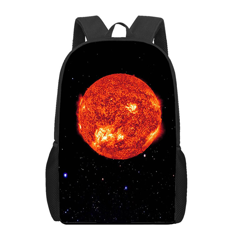 Art Sun Planet impresso saco escolar para homens, jardim de infância mochila para adolescentes meninos e meninas, crianças bookbags, 16"