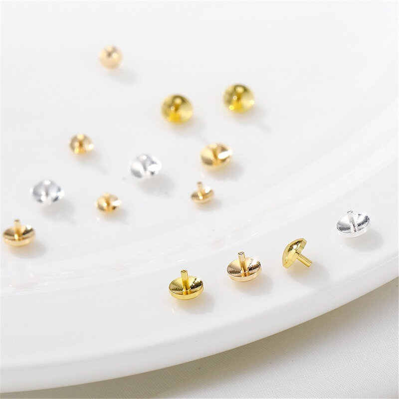 Tapón de uñas de pelo de oro de 14K, agujero de perla de cristal de medio agujero, pulsera hecha a mano DIY, accesorios de Material de joyería