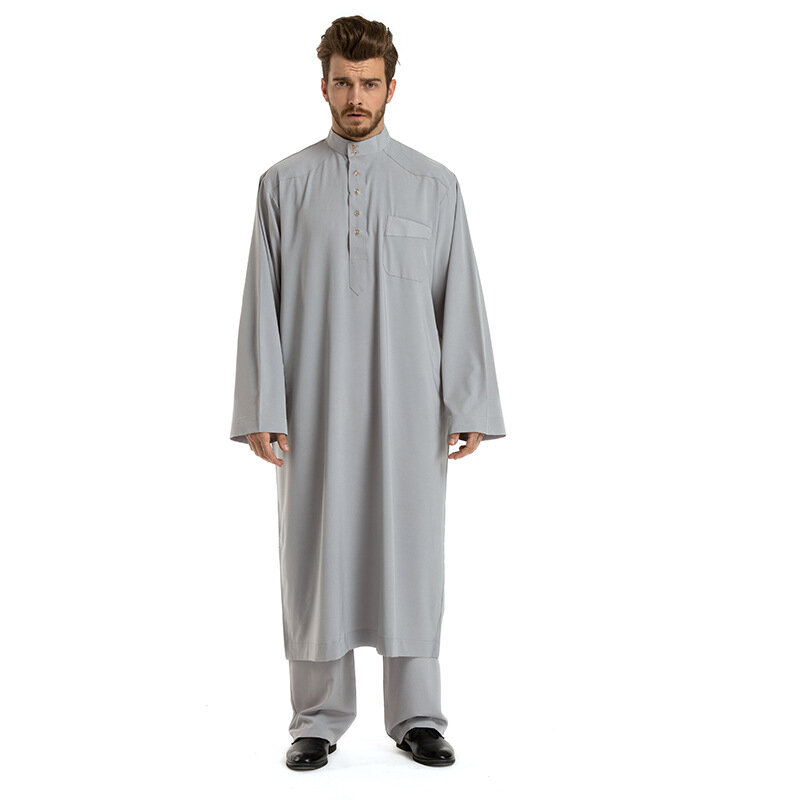 2 pz uomini musulmani Jubba Thobe abbigliamento islamico Eid Ramadan arabo Robe saudita turchia top pantaloni Dishdasha Thoub Abayas Abaya Dress
