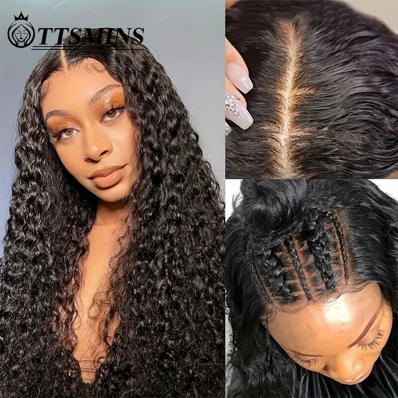 34Inches Wear Go Glueless Deep Wave Wigs 5X5 Lace Front Human Hair Wigs For Women New Upgraded No Glue Pre Cut Lace Closure Wigs