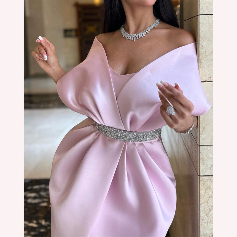 MOBUYE 2024 gaun pesta elegan fesyen malam Split panjang sepergelangan kaki gaun Prom bahu terbuka Dubai Arab untuk wanita