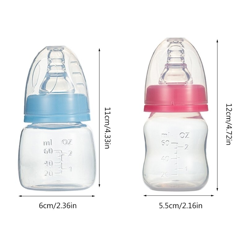 Botella de alimentación portátil para bebé, biberón ligero con 2 asas, color amarillo, azul, rosa y verde, 50ml, 60ml, 125ml y 250ml