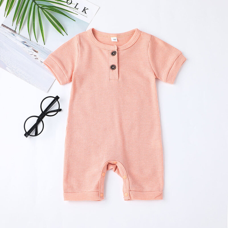 2022 bebê meninas meninos macacões bebê simples cor sólida manga curta macacão algodão roupas de verão do bebê macacão
