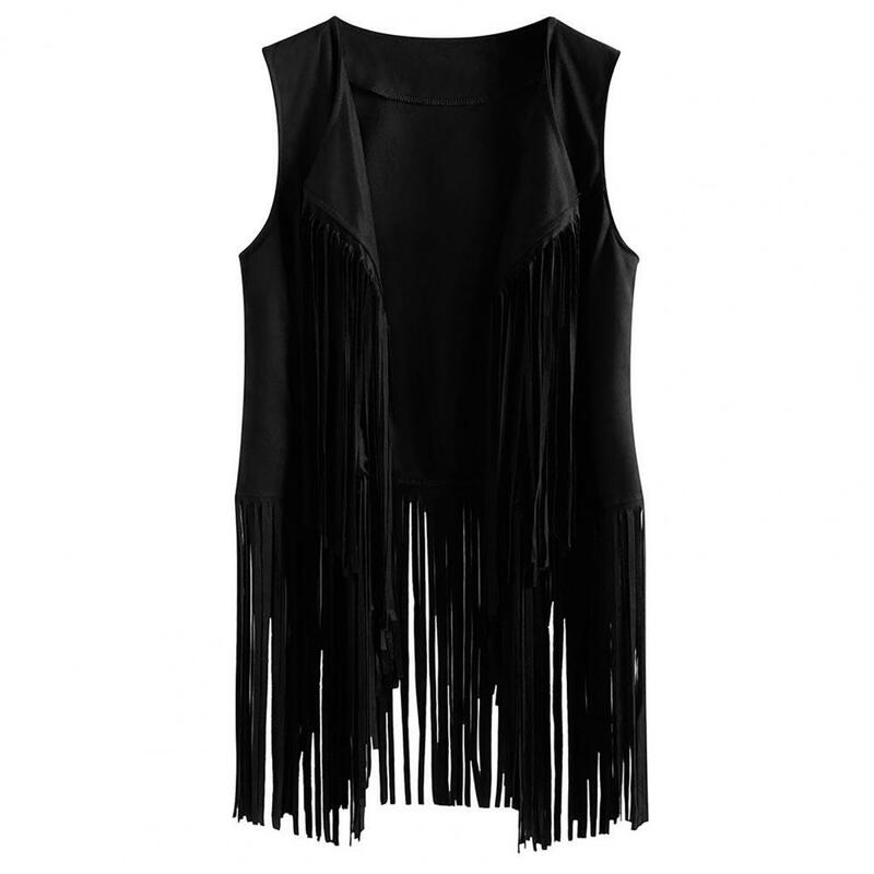Sleeveless Vest Vintage Western Cowboy Cosplay Women's Tassel Fringed Cardigan for Stage Performance Role Play Sleeveless Lady
