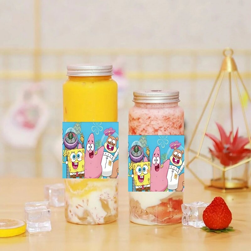 Sponge-Bob 10/20/30 pz adesivi in spugna-Bob etichetta bottiglia d'acqua decorazioni per feste tazza di succo adesivo impermeabile bambini regali fai da te bomboniere forniture