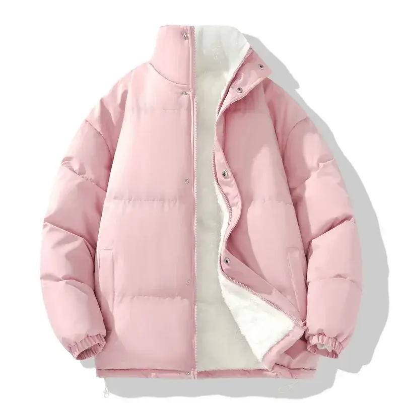 2024 kurtki zimowe męskie Oversize pikowany płaszcz na co dzień ciepłe parki z polaru Unisex odzież uliczna stojak na odzieź kołnierz bomberka do