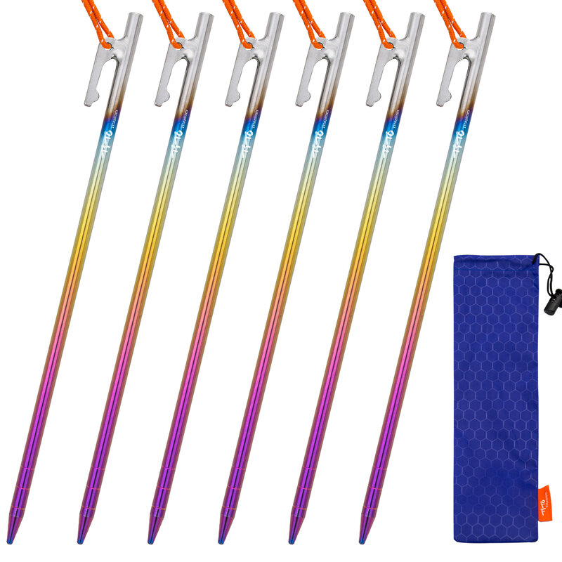 TiTo-suministros de accesorios para acampada, estacas de clavos para suelo duro de alta resistencia de 20, 24, 30, 35 y 40 cm, Color arcoíris, titanio