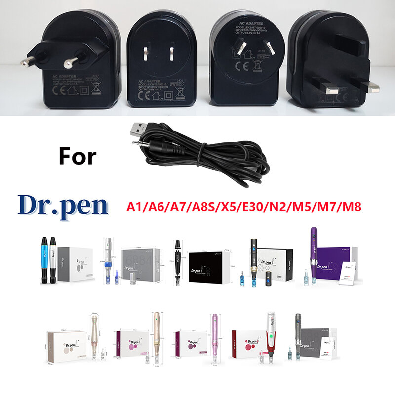 Dr.pen 어댑터 및 USB 충전 케이블, Dr.pen N2, M5, M7, M8, A1, A6, A7, A8S, E30, X5 용, 정품
